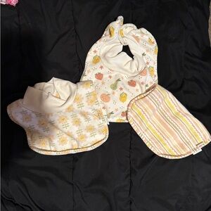 Charming Floral and Striped Baby Bib Set